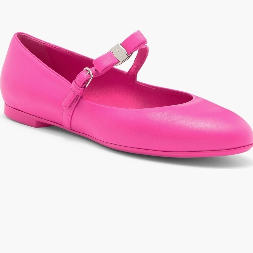Ferragamo Lizz Leather Ballet Flat hot pink